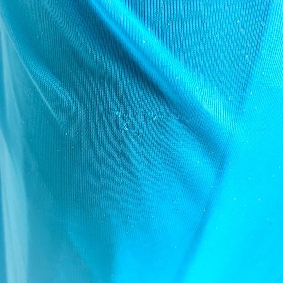 Ruched Chiffon Blue Glam Slip Gown Rhinestone Accent Side Ruffle Design 5 Prom - Picture 9 of 10